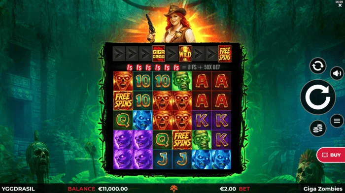 Giga Zombies - játék képernyő 6x5 tárcsákkal